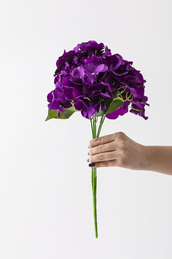 Yapay Ortanca Çiçeği Mor 45 Cm 7 Dal - Image 1