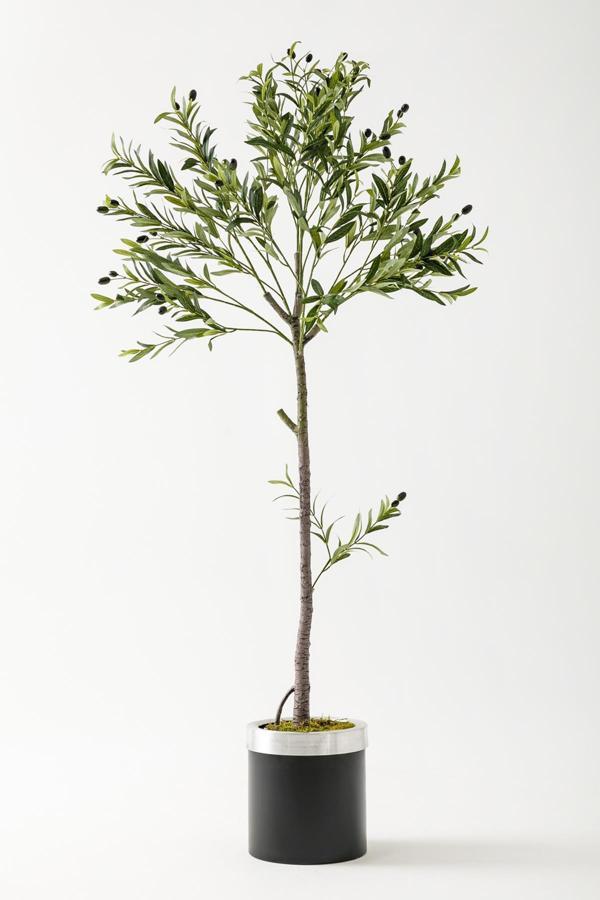 Yapay Zeytin Ağacı 160 Cm Siyah Gümüş Metal Saksı - Image 1