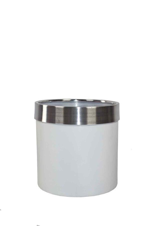 Metal Saksı Beyaz Gümüş Bilezikli 35*35*35 - Image 1