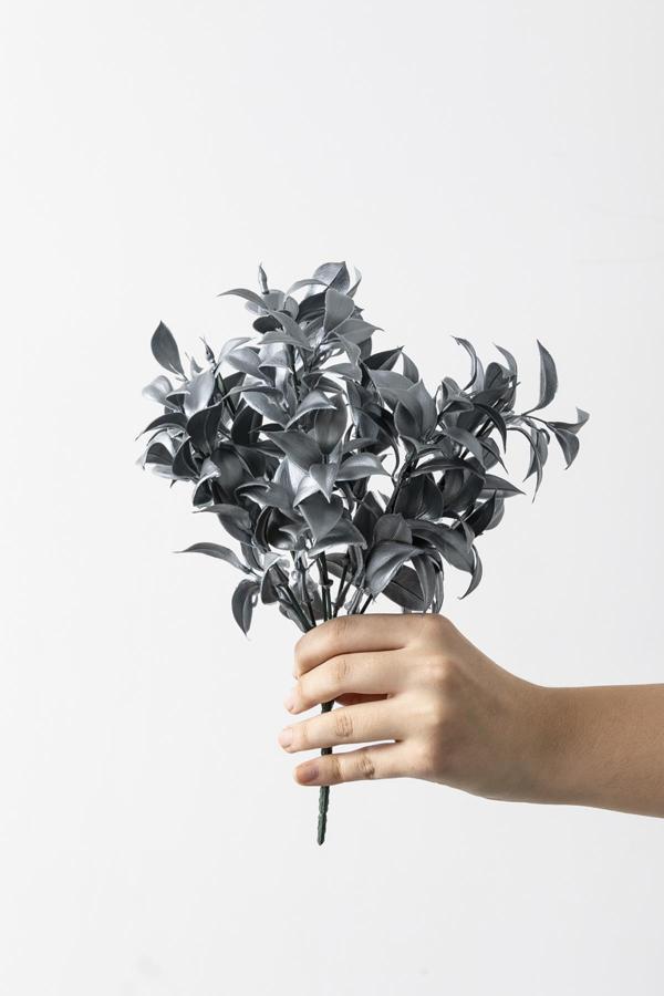 Yapay Limon Yaprağı Demeti Gri 30 Cm 7 Dal(Uv) - Image 1