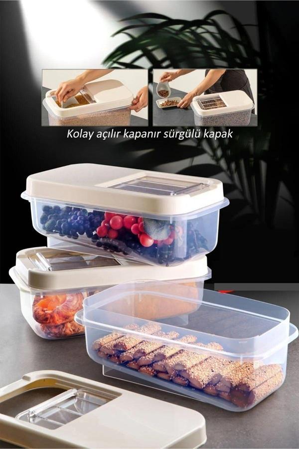 Nokteria Sürgülü Kapaklı 7.5 Lt Erzak Bakliyat Un Şeker Saklama Kabı - Image 1