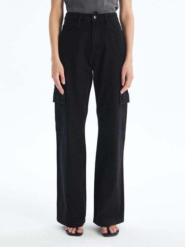 Kargo cep jeans pantolon siyah - Image 1