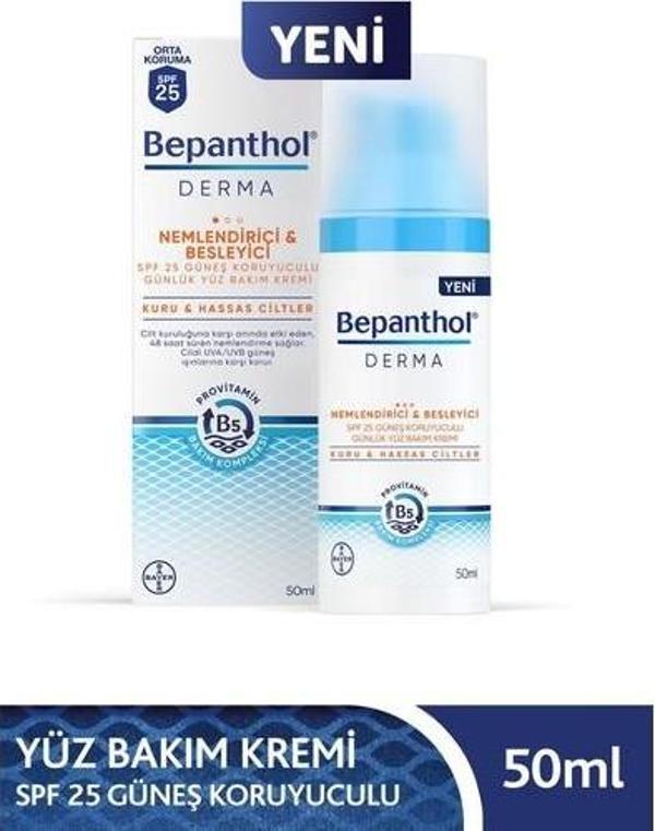 Bepanthol Derma Nemlendirici & Besleyici Spf 25 Günlük Yüz Kremi 50Ml L Provitamin B5 Bakım Kompleks - Image 1