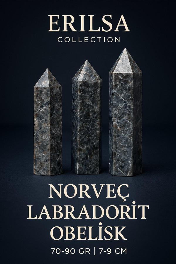 Sertifikalı Norveç Labradorit Larvikit Obelisk Kazık – Zihni Güçlendiren Doğal Enerji Sütunu - Image 1