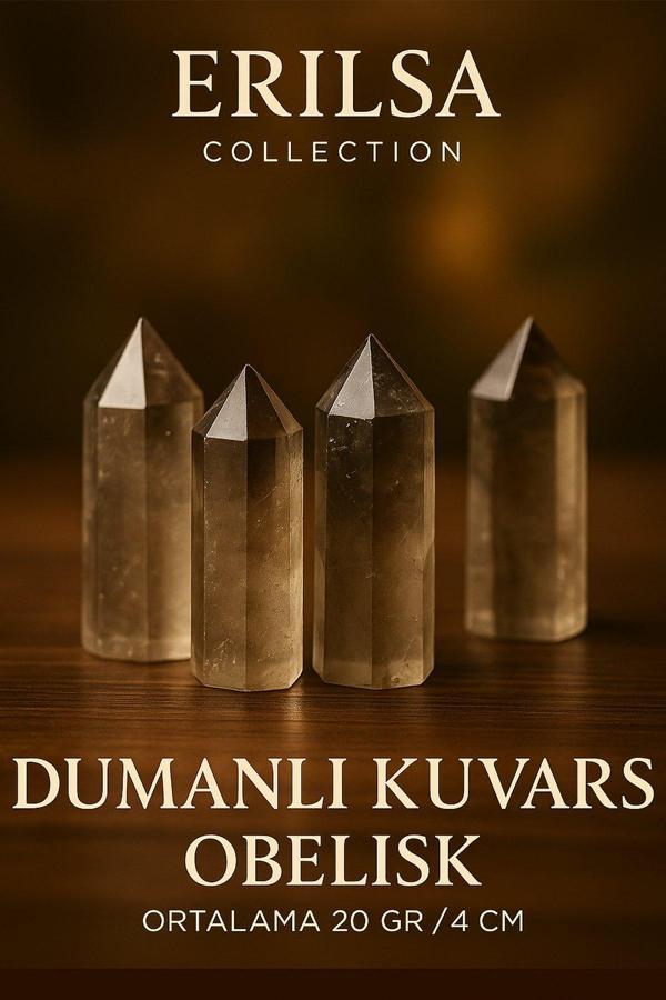 Dumanlı Kuvars Kazık Obelisk Şifa Kristali – Negatif Enerji Temizleyici Doğal Taş Sütun - Image 1