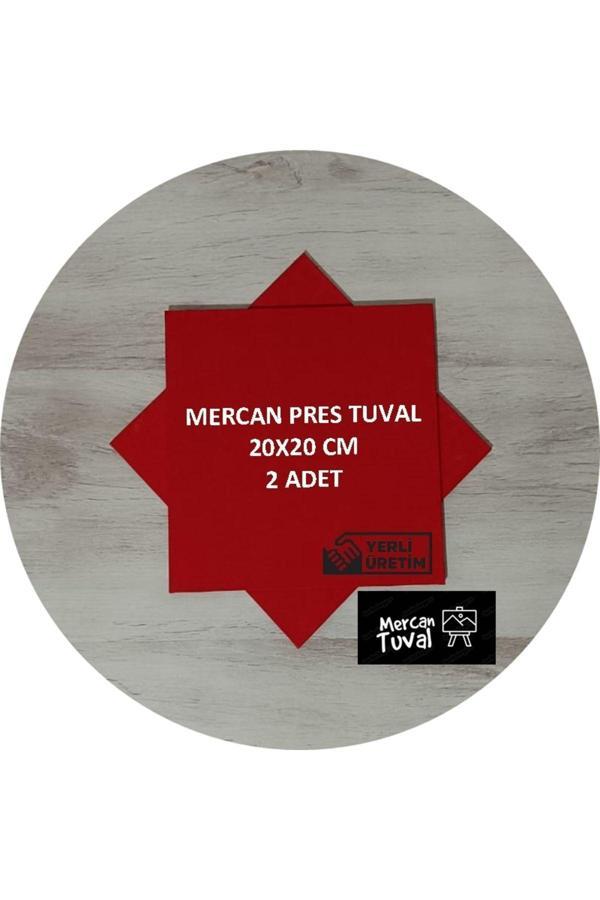 Mercan Tuval Mercan Kırmızı Pres Tuval 2 Li Paket 20 Cm X 20 Cm - Image 1