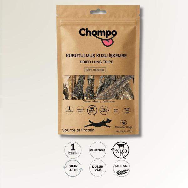 Chompo Kurutulmuş Kuzu Işkembe Şeritleri Köpek Ödülü 100 gr - Image 1