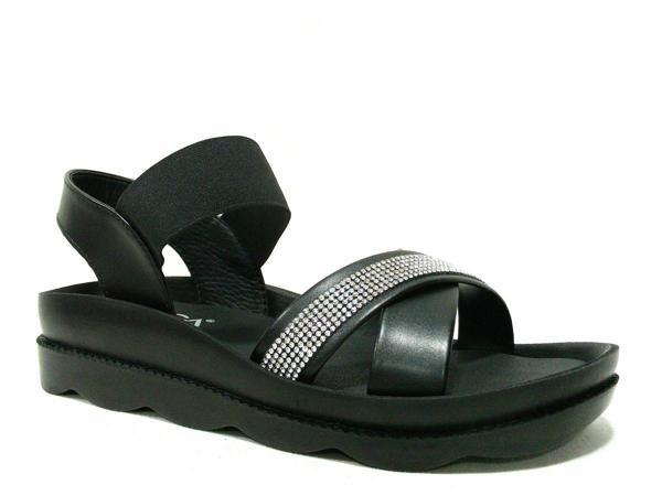 Voga Siyah Lastik Bantlı Anatomik Comfort Sandalet - Image 1