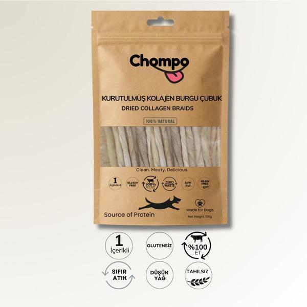 Chompo Kurutulmuş Kolajen Burgu Çubukları Köpek Ödülü 100 gr - Image 1