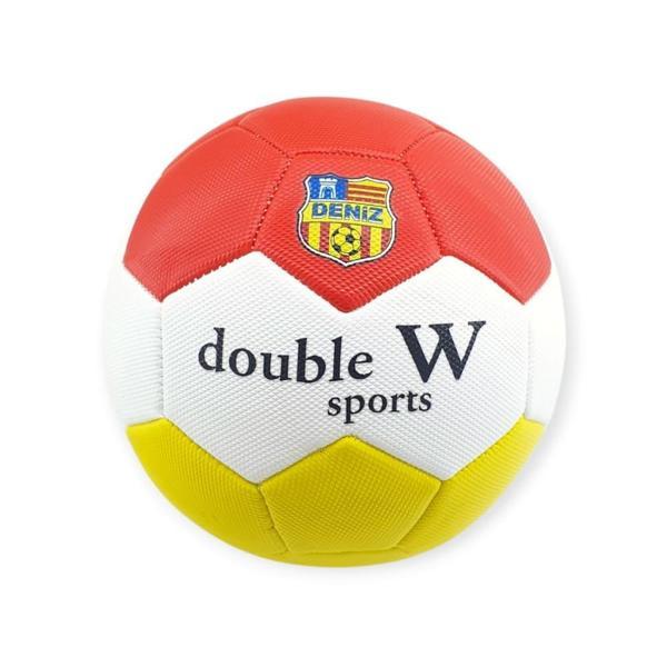 Futbol Topu Dikişli 420 gr No:5 - FB-660-SARI-KIRMIZI - Image 1