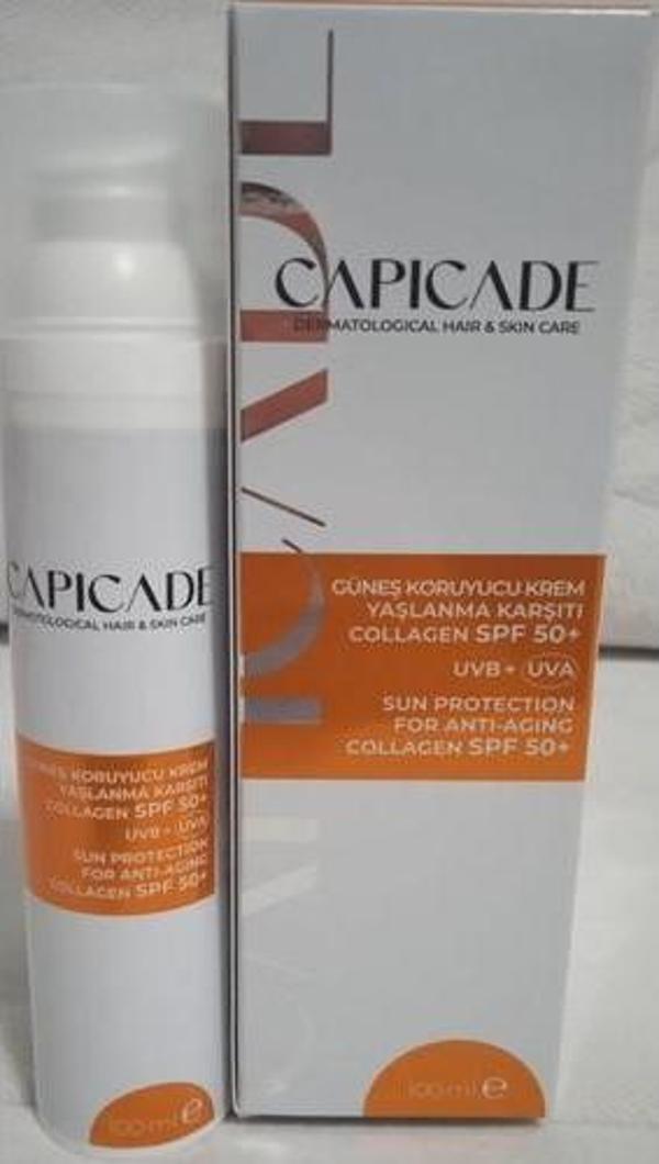 Capicade Spf50+ Güneş Koruyucu Kremi Yaşlanma Karşıtı Collagen 100Ml - Image 1
