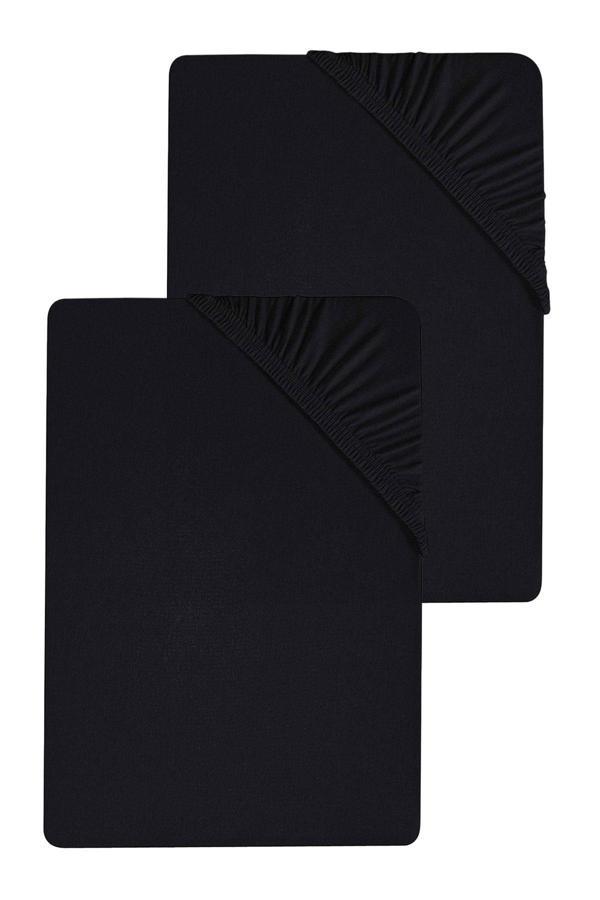 2 Adet Düz Pamuklu Çift Kişilik 180 x 200 cm Lastikli Penye Çarşaf - Image 1