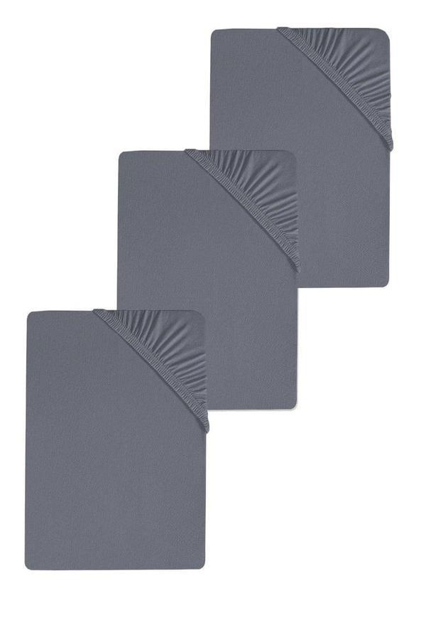 3 Adet Düz Pamuklu Çift Kişilik 180 x 200 cm Lastikli Penye Çarşaf - Image 1