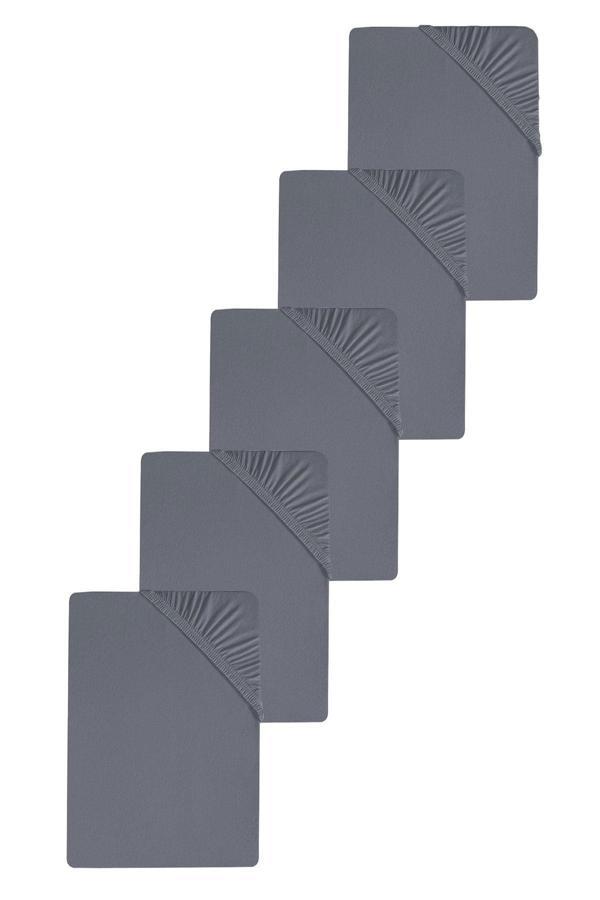 5 Adet Düz Pamuklu Çift Kişilik 180 x 200 cm Lastikli Penye Çarşaf - Image 1