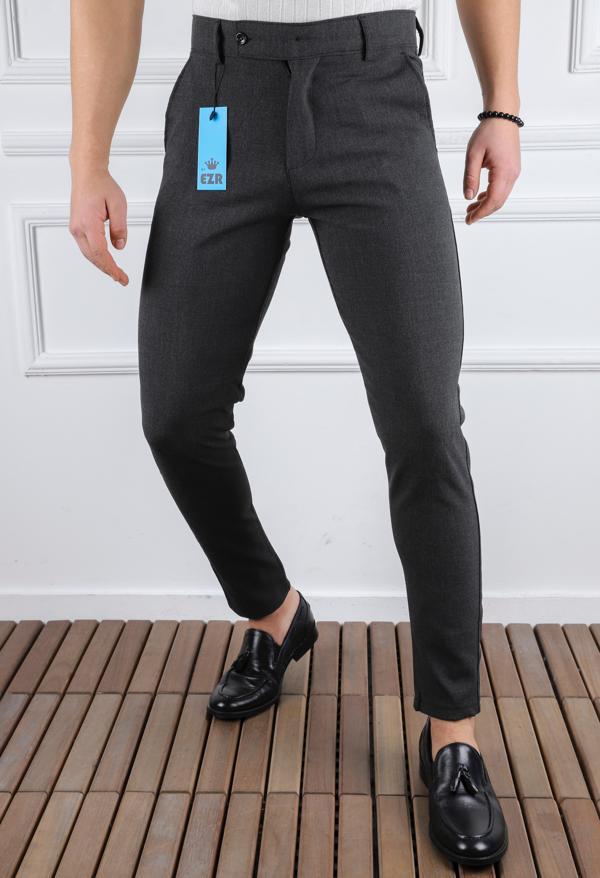 Erkek Düz Kesim Kaliteli Esnek Likralı Bilek Boy Kumaş Pantolon-7202 - Image 1