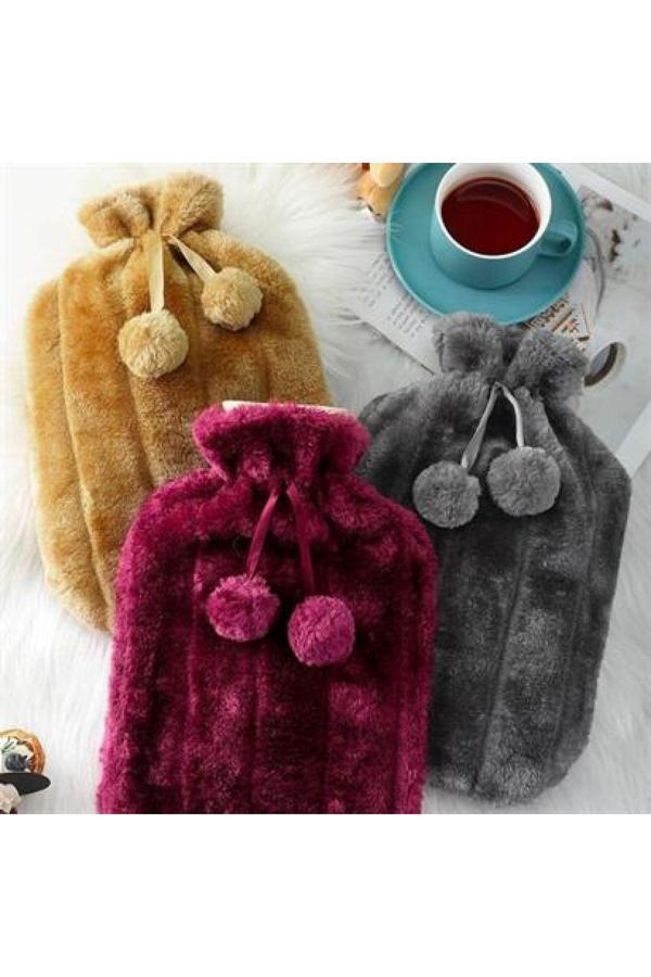 Buffer® 2 Litre Ponponlu Peluş Sıcak Su Torbası 1.sınıf Kauçuk Malzeme - Image 1