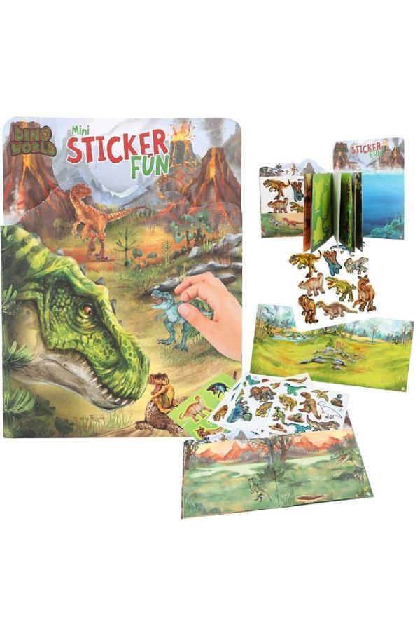 Dino World Mini Çıkartma Eğlence Kitabı 12 Sayfa Arka Plan Tasarlayın, 6 Sayfa Çıkartma Dahil - Image 1
