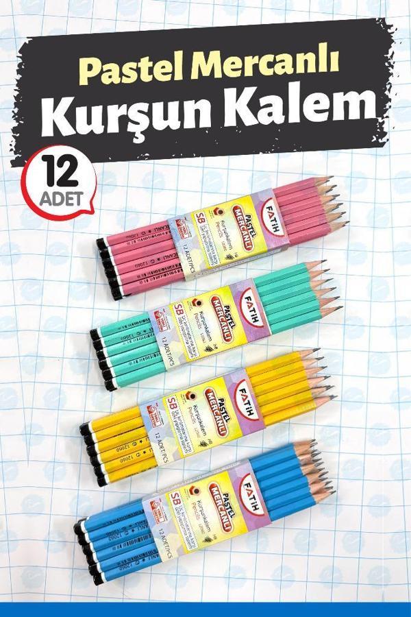 Mercanlı Kurşun Kalem Pastel Renk 12 Adet 1 Düzine - Image 1