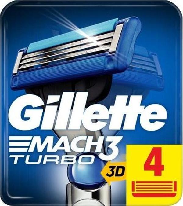 Gillette Mach3 Turbo Yedek Tıraş Bıçağı 4'Lü - Image 1