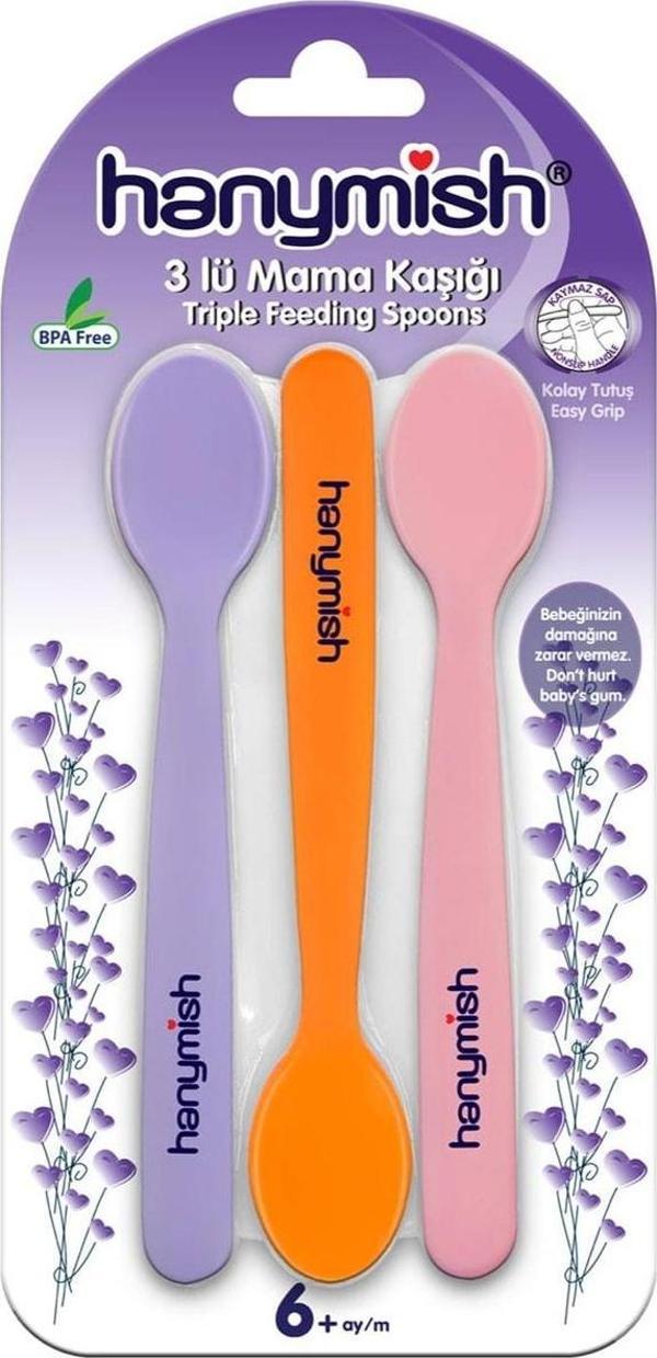 Hanymish 510 Mama Kaşığı 3 Lü Pembe/Mor/Turuncu - Image 1