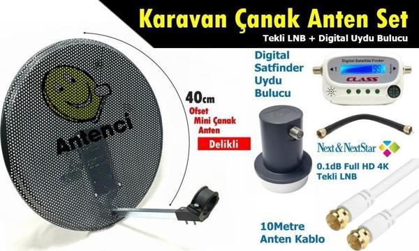 Antenci 40cm Delikli Karavan Çanak Anten Seti +Dijital Uydu Bulucu - Image 1
