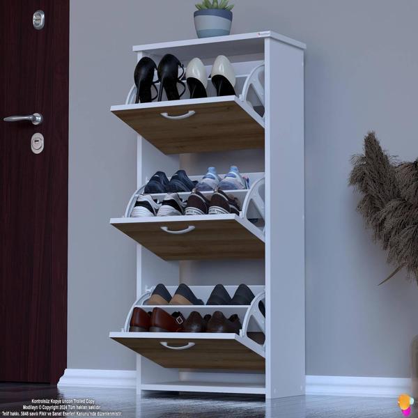 Modilayn WEST Antre 52x116x 26 cm’ lik 3 Düşer Kapak 6 Göz Bölmeli Ayakkabılık - Image 1