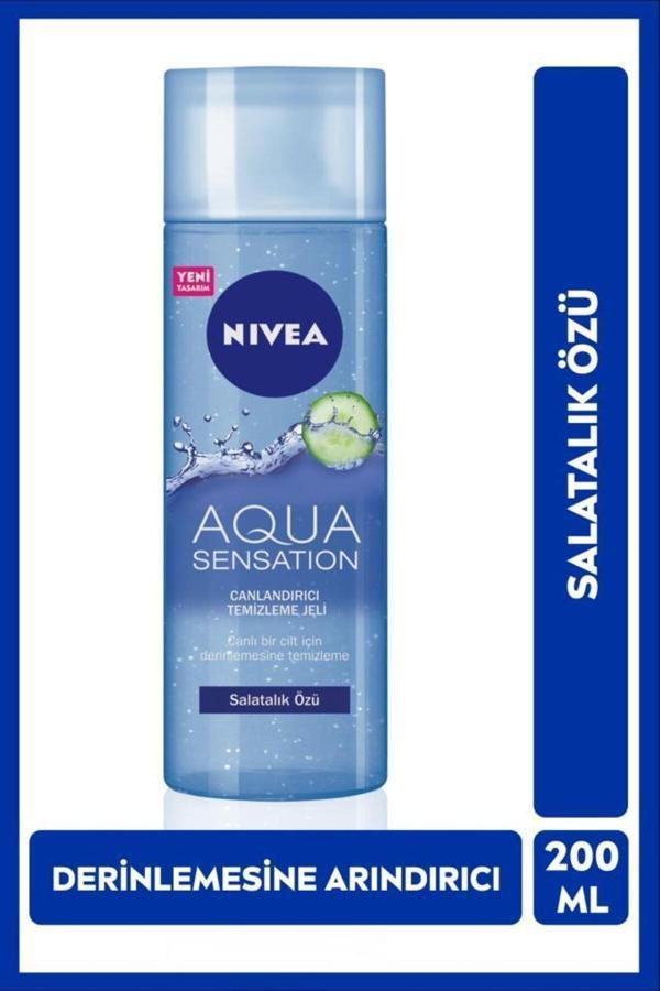 Aqua Sensation Canlandırıcı Yüz Temizleme Jeli 200ml, Salatalık Özü, Etkili Makyaj Temizleme - Image 1