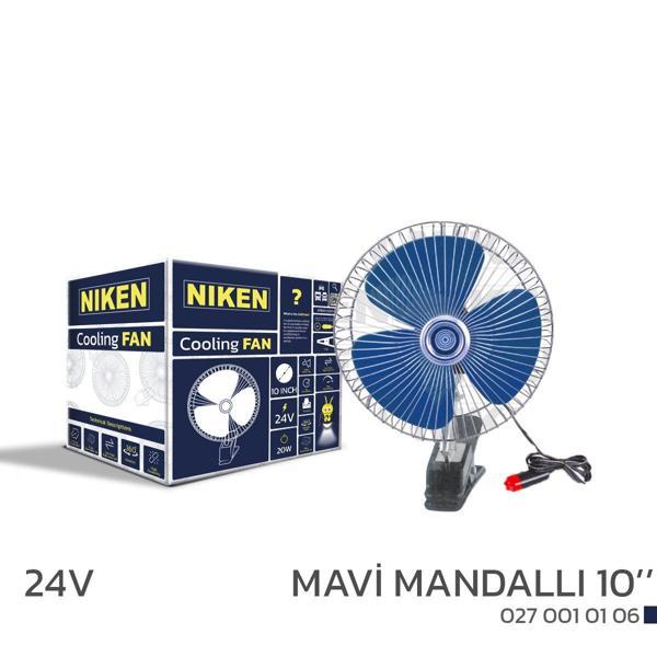 Araç Içi Vantilatör Mavi Mandallı 24v 10 inç üniversal model Niken - Image 1