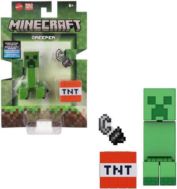 Minecraft Creeper Figür Seti 8 cm – TNT ve Çakmak Aksesuarlarıyla | Orijinal Mattel Lisanslı - Image 1