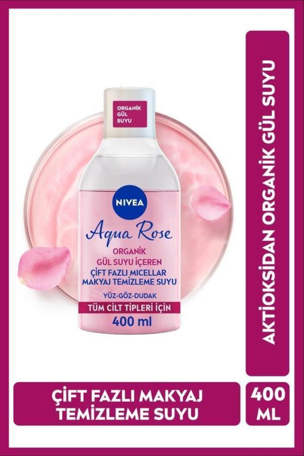 Aqua Rose Micellar Gül Suyu Çift Fazlı Makyaj Temizleme Suyu 400ml, Yüz Göz Ve Dudak, Nemlendirici - Image 1