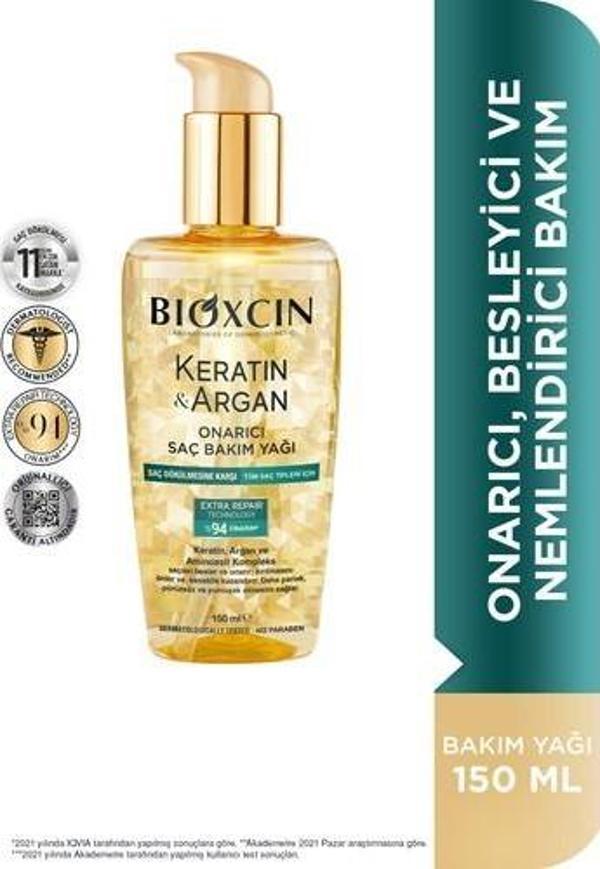 Bioxcin Keratin & Argan Onarıcı Saç Bakım Yağı 150 Ml - Yıpranmış Ve Hasar Görmüş Saçlar - Image 1