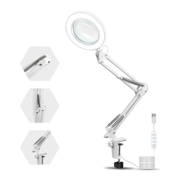 Valkyrie Katlanabilir Ayarlanabilir LED Işıklı Masaüstü Büyüteç  Beyaz - Image 1