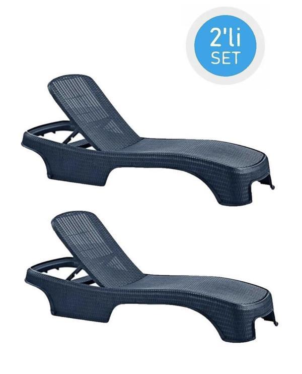 Omnipazar SY-2536 Antrasit Brezza Royal Lüks Rattan Şezlong 2'li Set - Image 1