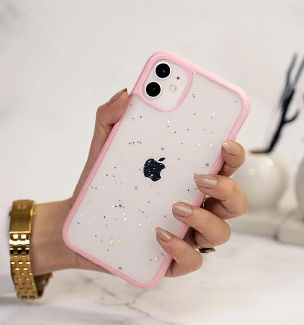 iPhone 11 Premium Simli Şeffaf Mika Silikon Kılıf - Image 1