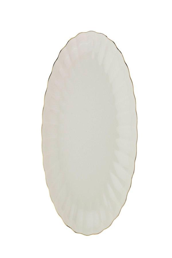Kütahya Porselen Bone Luz Altın File Kayık Tabak 24x17cm Tekli BNLZF24KY20 - Image 1