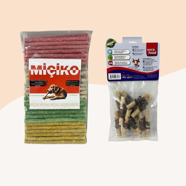100Lü Renkli Munchy Köpek Ödülü + Dana Etli Lokmalık Munchy 6cm 12Li - Image 1