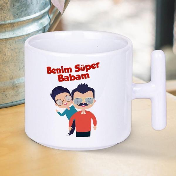 Her Süper Babanın İhtiyacı: Kahvesini İçerken Güç Toplayacağı T Kupa! Benim Süper Babam Yazılı Hediyelik T Kupa - Image 1