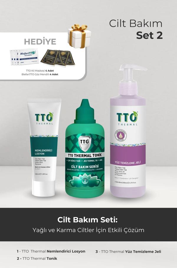 Tto Cilt Bakım Seti 2 (Tto Yüz Temizleme Jeli, Tto Thermal Tonik, Tto Thermal Nemlendirici Losyon) - Image 1