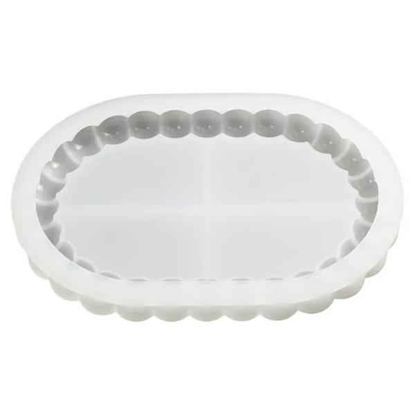 Silikon Kalıp Epoksi Taş Tozu Beton Oval Mini Misketli Bubble Tepsi Kalıbı 17.2X12 CM - Image 1