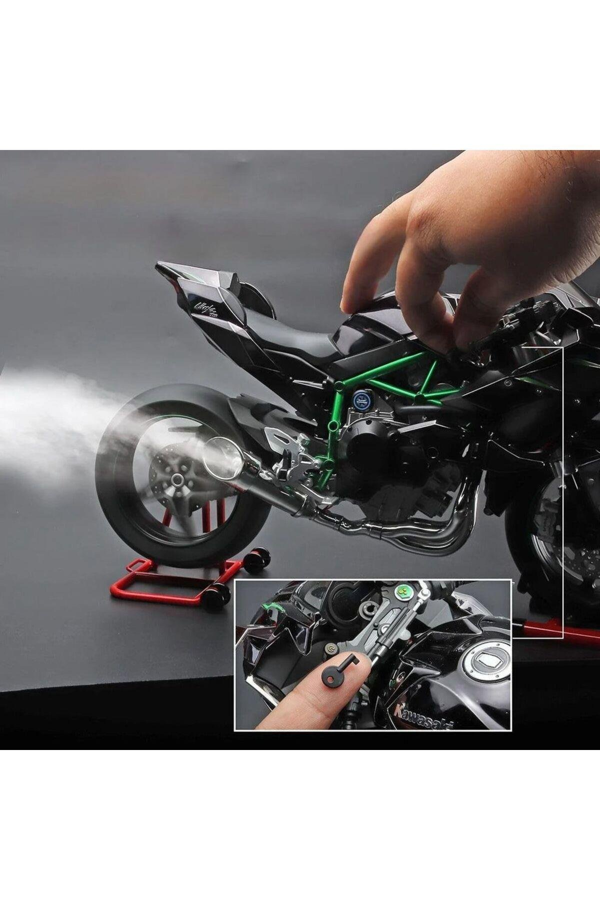 KAWASAKİ H2R 1/6 MOTOR MAKET - İSİKLİ SESLİ BENZİNLİ EGZOZ DUMANLİ (VİDEOYU İZLEYİN) - Image 1