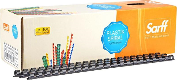 Sarff 10mm.SİYAH DELUX Plastik Spiral 100  Adet - Image 1