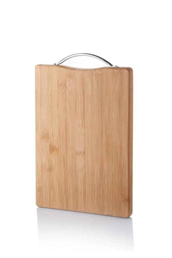 Hilamingo Home Doğal Bambu Kesme Tahtası Çelik Tutma Kollu Kesme Tahtası 30Cm - Image 1