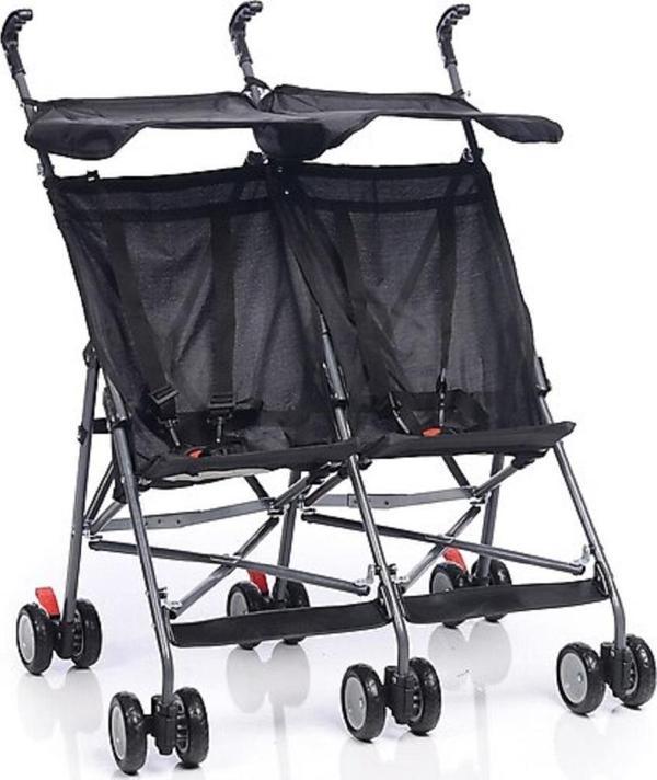 Aldeba 3030 İkiz Pratik Baston Bebek Arabası Siyah - Image 1
