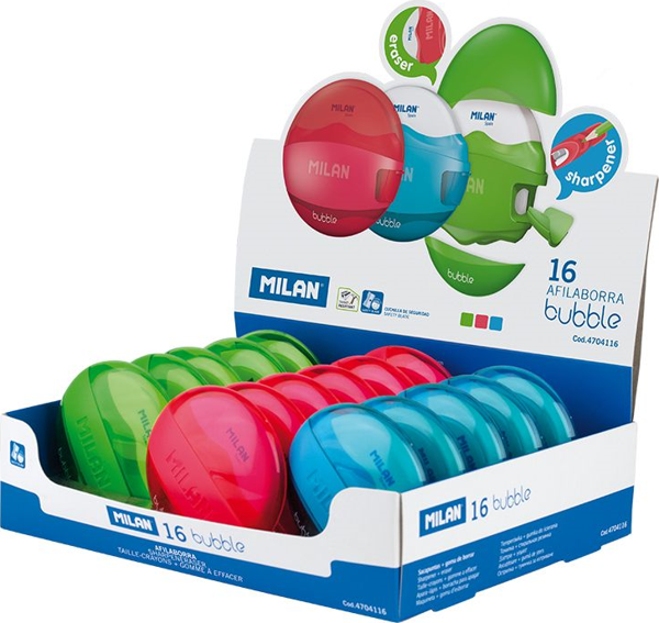 MILAN 4704116 BUBBLE OVAL Kalemtıraş/SİLGİ - ASORTİ - 16ADET - Image 1