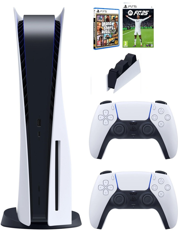 Sony Playstation 5 Standart Cdli + 2. Kol Dualsense + Ps5 FC25 + PS5 GTA V + Şarj istasyonu - Image 1