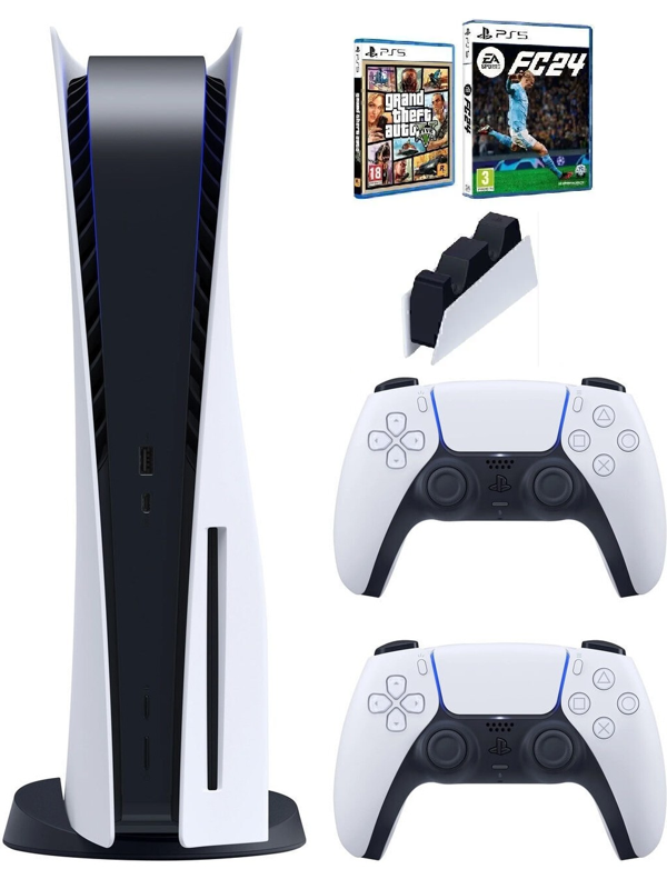 Sony Playstation 5 Standrt (İthalatçı Garantili) + 2.kol Dualsense + PS5 FC24 + Ps5 GTA 5 + Şarj İstasyonu - Image 1
