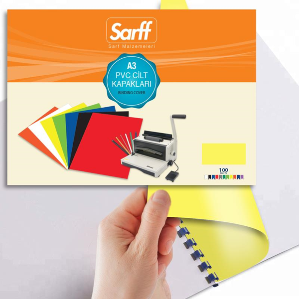 Sarff PVC A3 OPAK SARI Cilt Kapağı 100'Lü Paket - Image 1