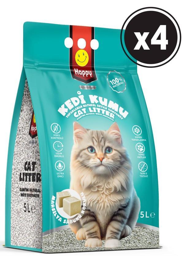 Happy Clean Kedi Kumu marsilya Sabunu 5 lt x 4 Adet - Image 1