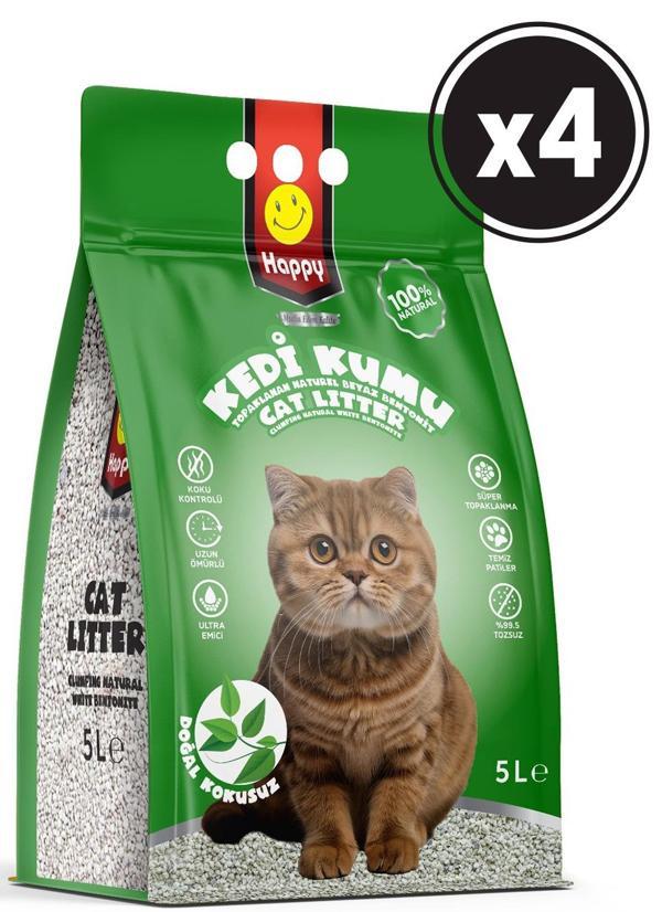 Happy Clean Kedi Kumu Natural 5 lt x 4 Adet - Image 1