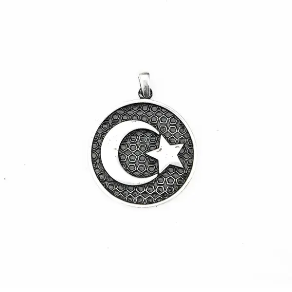Gümüş Ayyıldız Kabartma  Model Erkek Kolye - Image 1